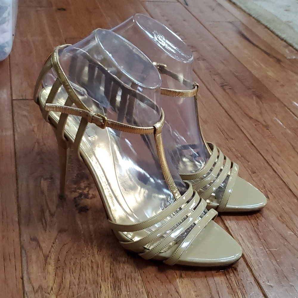 Miu Miu gold cage heels